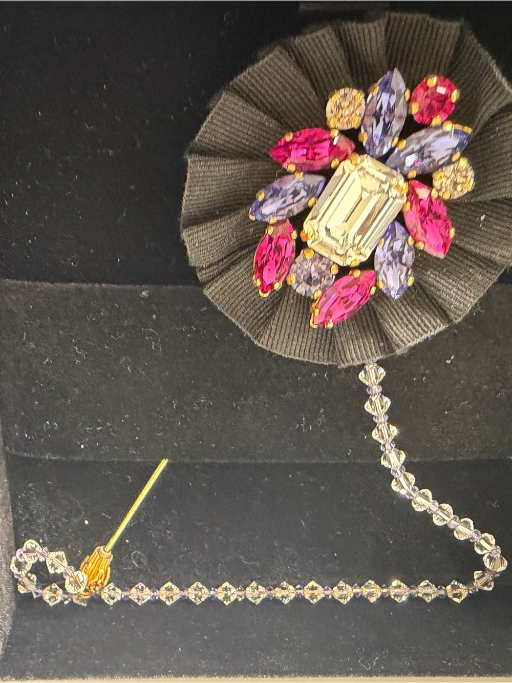 EUC- Full Set- Dolce & Gabbana D&G Swarovski Crystal Brooch / Stick Pin